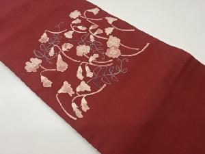 作家物　塩瀬手描き変わり花葉模様名古屋帯
